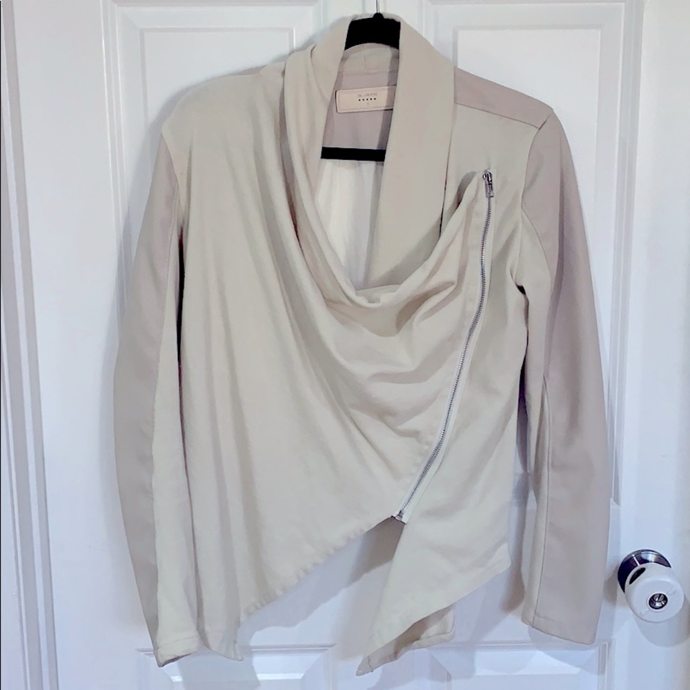 Drape Front Faux Suede Jacket